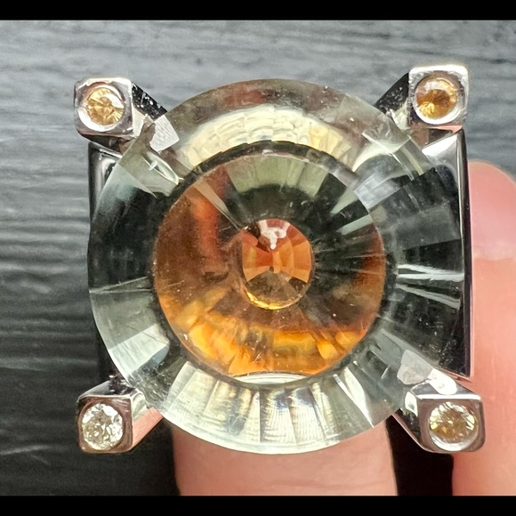 Intrigue ring, 18k white gold, 20ct prasiolite center gem stone - Picture 4 of 10